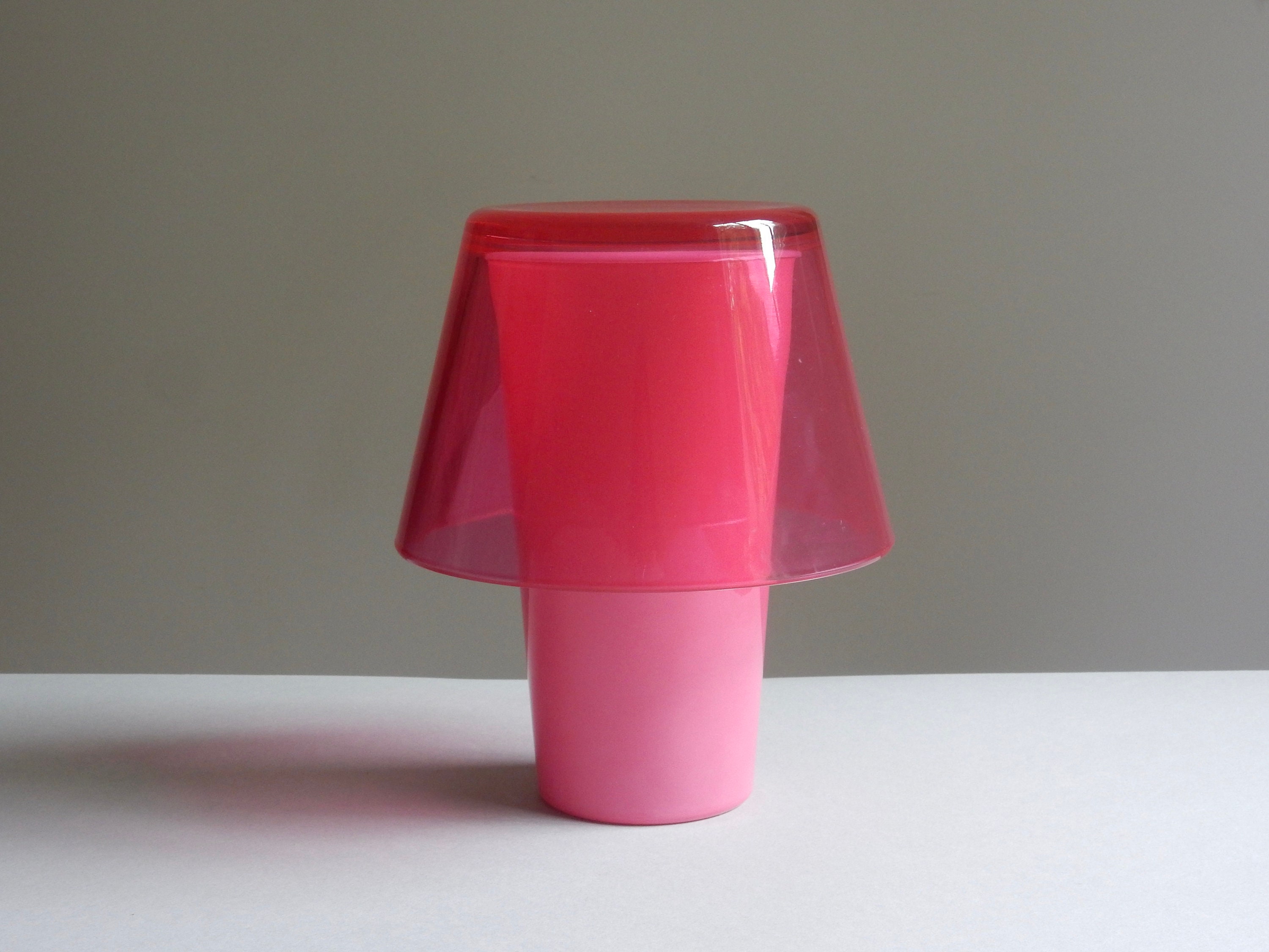 Ikea, Lampe de Table Gavik Des Années 90/Forme Champignon en Verre Rose