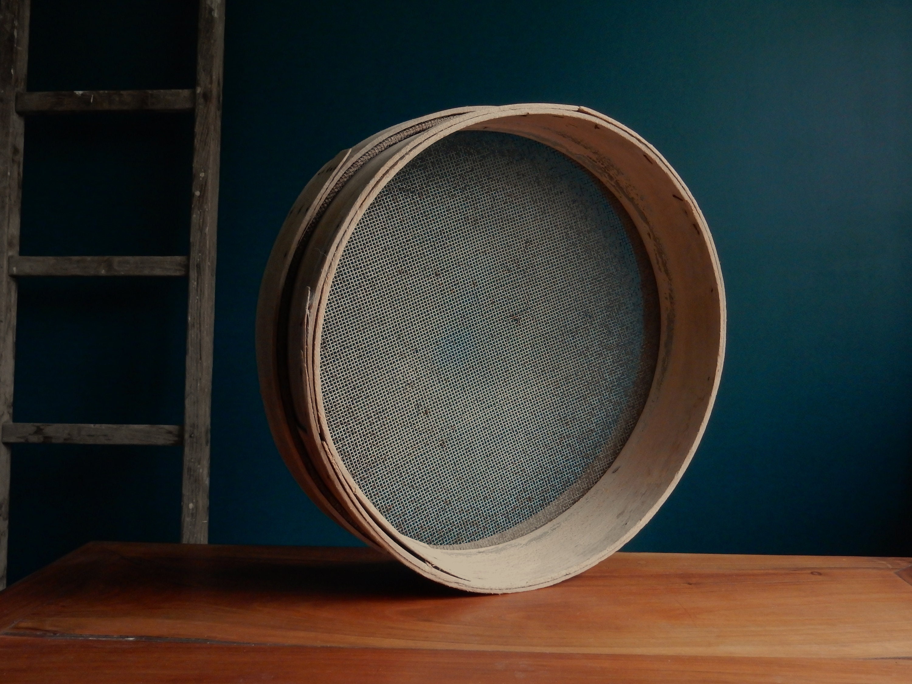 Grand Tamis à Grain en Bois Vintage Français