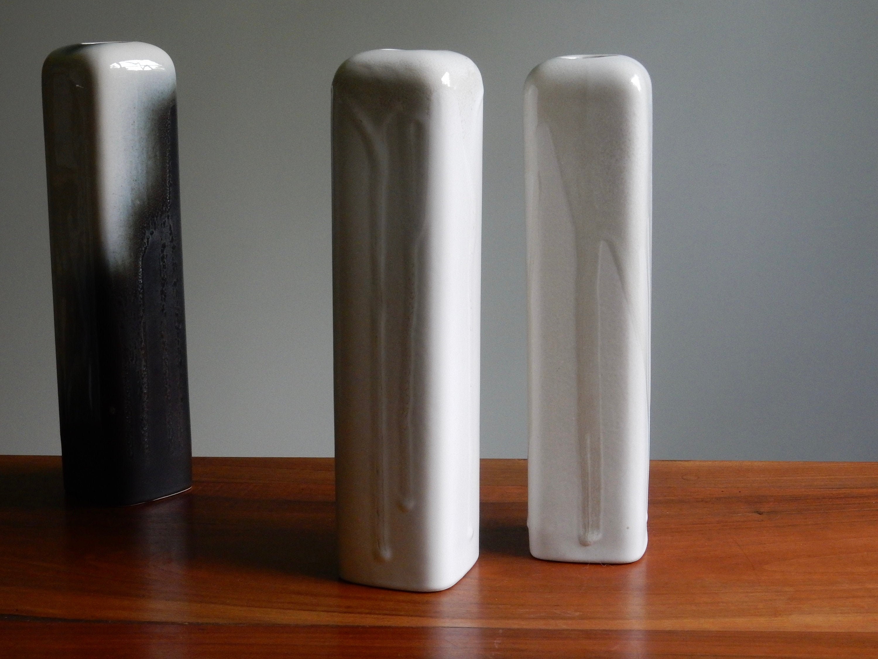 2 Longs Vases Teplice/Poterie Tchécoslovaque Des Années 70 Urbach Ditmar