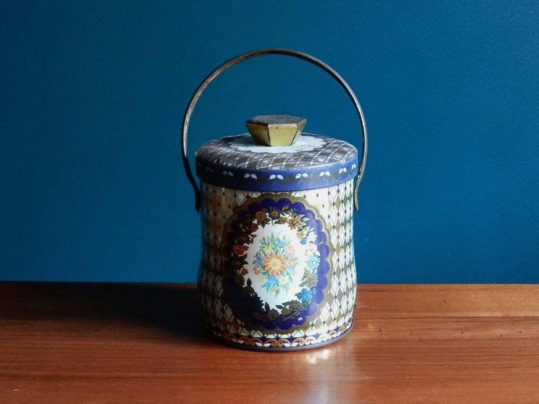 English Tea Box in Metal Floral Decoration and Gilding / Made Etsy