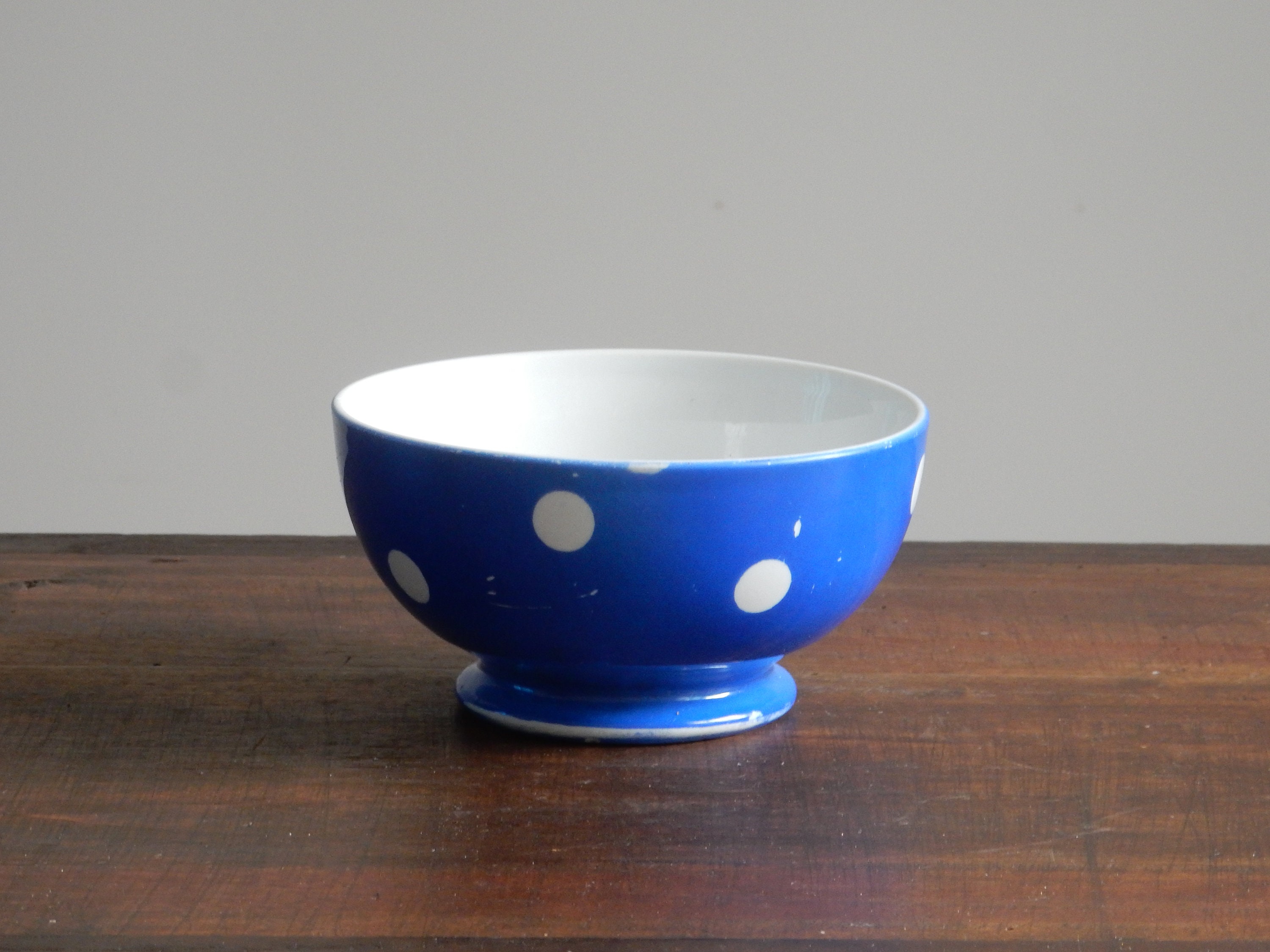 Longchamp Petit Bol Bleu à Pois en Porcelaine Fabriqué France