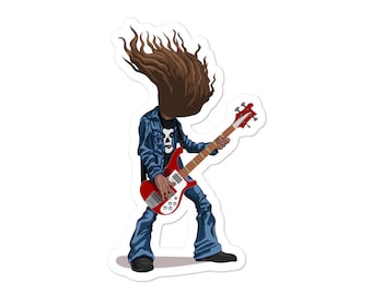 Cliff Burton with Rickenbacker heavy metal thrash rock bass die cut decal vinyl sticker