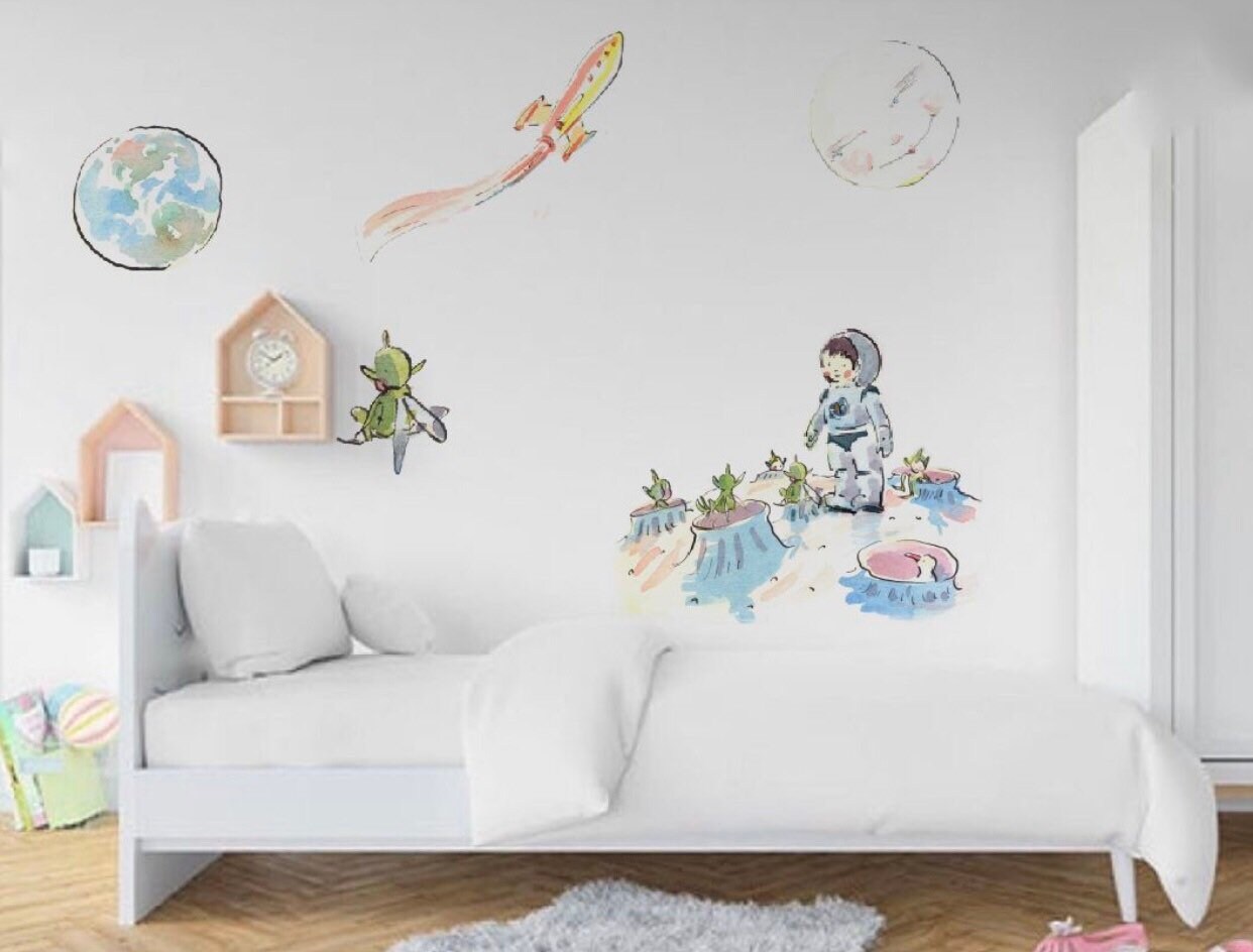 Astronaut space wall decal space wall sticker outer space | Etsy