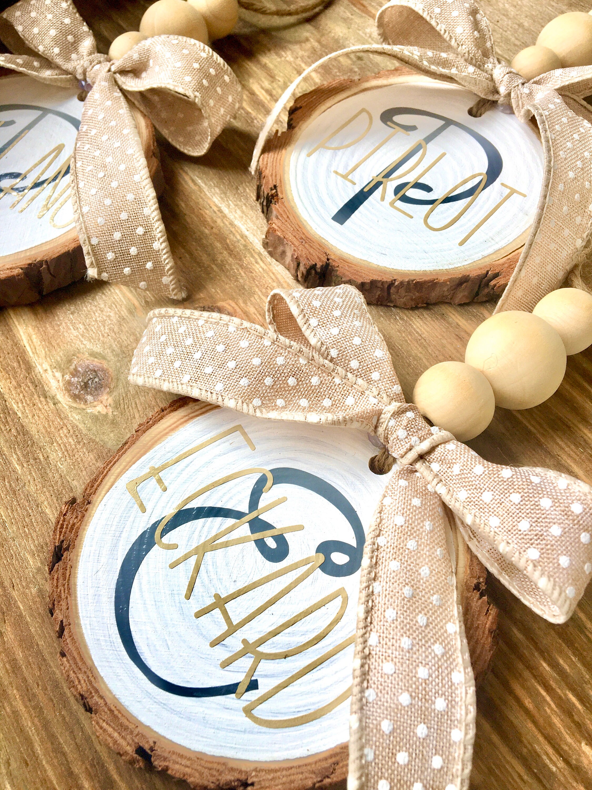 Monogrammed Wood Ornament Monogrammed Ornament Beaded Wood Etsy Canada