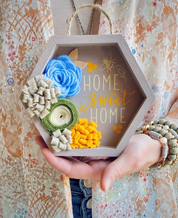 Honey Bee Decor Honeycomb Decorations Home Sweet Home With Felt Flowers Bee  Decorations Tiered Tray Bee 