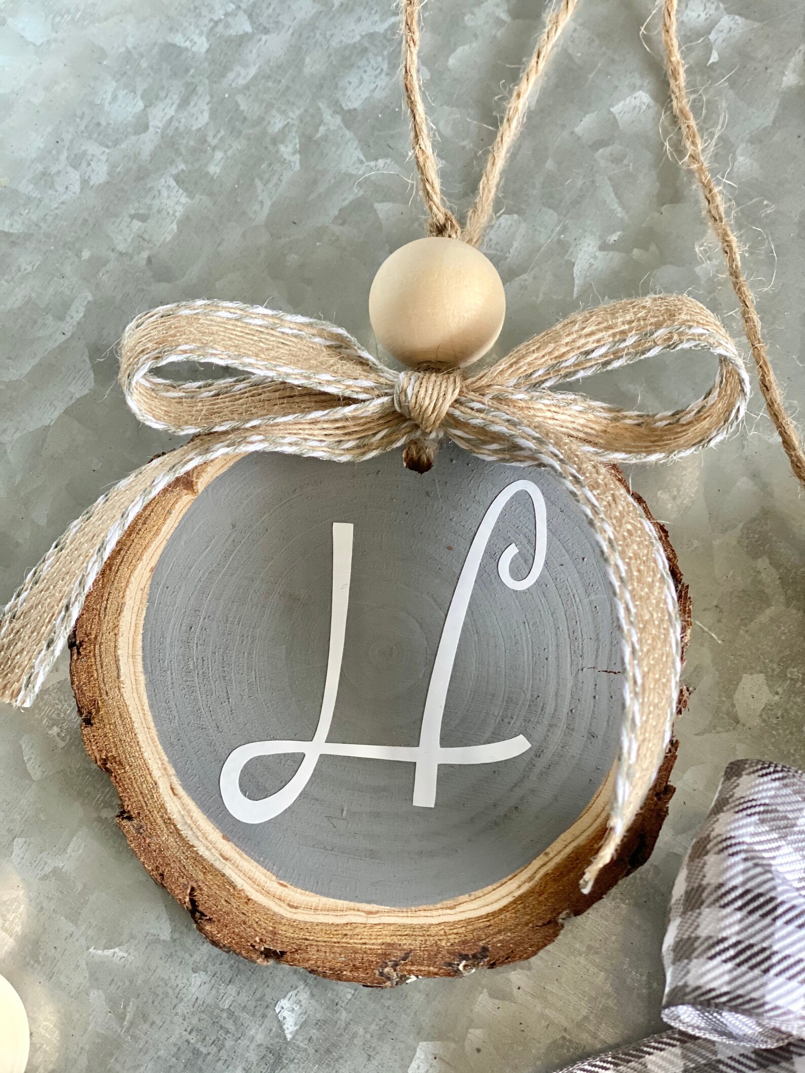 Monogrammed Wood Ornament Monogrammed Ornament Beaded Wood Etsy Canada