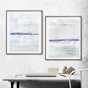 Abstract Print Digital Download Set Of Two Printable Art  Gray White Lavender Modern Contemporary Painting Interior Design Wall Decor Purple