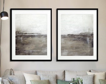 Set Of Two Landscape Digital Download Printable Art  Gray Brown Modern Diptych Contemporary Urban Painting Interior Design Wall Art Decor