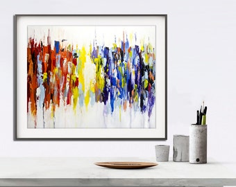 Abstract Printable Wall Art Digital Download Print Home Decor Colorful Art Rainbow Abstract Painting Interior Design by Bethany Sky Whitman