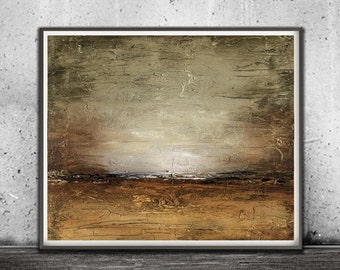 LARGE LANDSCAPE PRINT 24x30 Digital Download Rustic Art Textured Abstract Art Print Instant Download Brown Taupe Sunset Accent Art Horizon