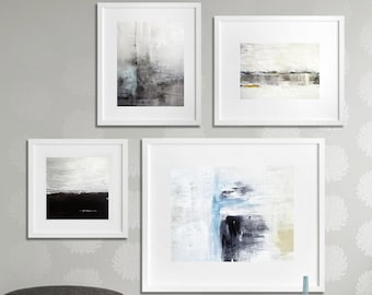 Abstract Art Print SET OF FOUR Digital Download 4 piece Art Collection Modern Art Contemporary Painting Blue Gray Black wall art wall decor