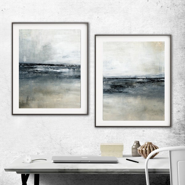 Abstract Print Digital Download Set Of Two Printable Art  Gray Black Modern Contemporary Urban Painting Interior Design Wall Decor Large Art