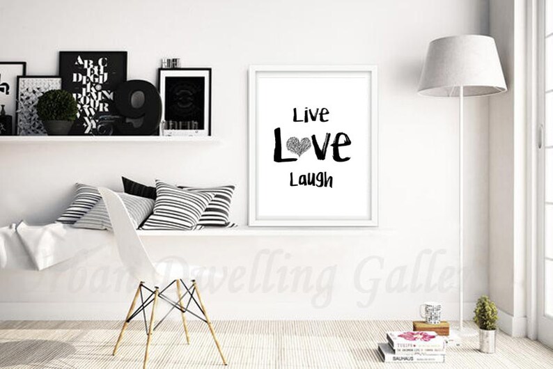 Live Love Laugh Inspirierender Spruch Schwarz Weiß Groß Etsy.de