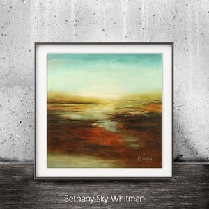 Seascape Printable Art Digital Download Print Ocean Blue Earth Tones Modern Abstract Art Contemporary Painting Interior Design Landscape