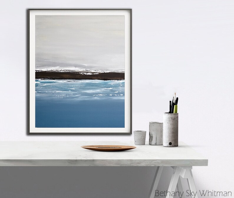 Seascape Print Modern Digital Download Art Contemporary Gray Blue Ocean Abstract Art Landscape Printable Wall Art Interior Design 16x20 image 3