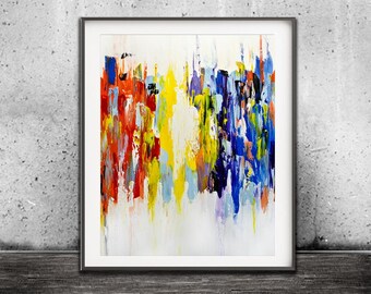 Abstract Printable Wall Art Digital Download Print Home Decor Colorful Art Rainbow Abstract Painting Interior Design by Bethany Sky Whitman