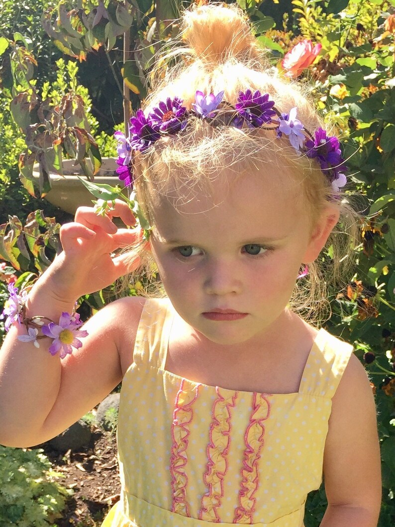 Daisy Flower Crown Purple Daisies Flower Girl Hair Piece Etsy