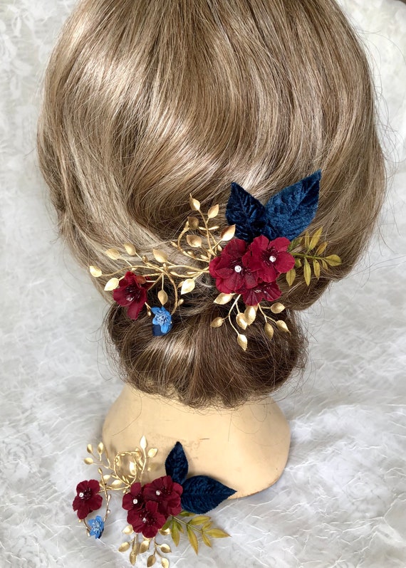 Burgundy wedding cheap hair pieces