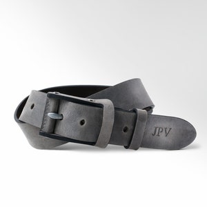Distressed Leather Belt, Personalized Belt with Full Leather Buckle + Customized with Unique Firebranding + Custom Made to Fit - Boone Rock