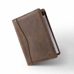 PERSONALIZED Leather Jr Legal Padfolio, Monogrammed Leather Portfolio Cover Custom Corporate Gift For Him | Eriksen Sand Brown