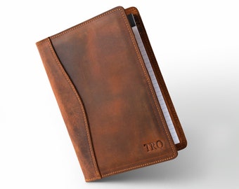 PERSONALIZED Leather Jr Legal Padfolio, Monogrammed Leather Portfolio Cover Custom Corporate Gift For Him  | Eriksen Mahogany