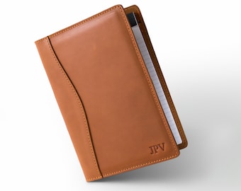 PERSONALIZED Leather Jr Legal Padfolio, Monogrammed Leather Portfolio Cover Custom Corporate Gifts For Him  | Eriksen Cognac Brown