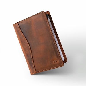 PERSONALIZED Leather Jr Legal Padfolio, Monogrammed Leather Portfolio Cover Custom Corporate Gift For Him  | Eriksen Mahogany