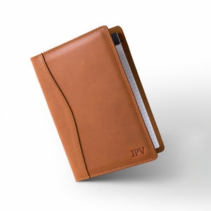 PERSONALIZED Leather Jr Legal Padfolio, Monogrammed Leather Portfolio Cover Custom Corporate Gifts For Him  | Eriksen Cognac Brown