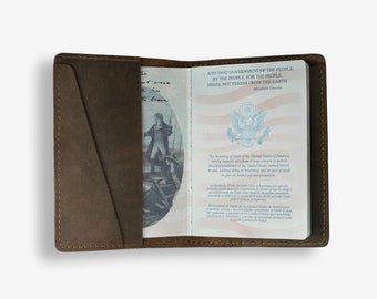 PERSONALIZED Leather Passport Cover/ Passport Holder/ Passport Case | Travel Wallet , DeKalb | Chestnut Brown