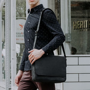 Distressed leather messenger bag mens discount