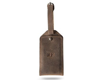MONOGRAMMED Leather Luggage Tags Distressed Leather Travel Tags Personalized Gift Groomsmen Bridesmaids Wedding Favors | Bond Sand