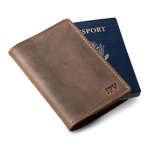 PERSONALIZED Leather Passport Cover/ Passport Holder/ DeKalb Sand Brown