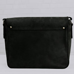 Mens Leather Messenger Distressed Black Leather Messenger Bag Mens Work Briefcase 13 Inch Laptop Bag Warren Charcoal Black image 9