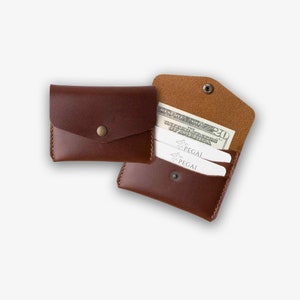 GEPERSONALISEERDE leren kaarthouder voor dames / creditcardportemonnee dames / slanke volnerf leren kaarthouder / bruin leren kaarthouder | Seline