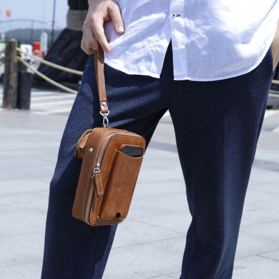 Leather Travel and Tech Organizer Bag full Grain Leather Handbag