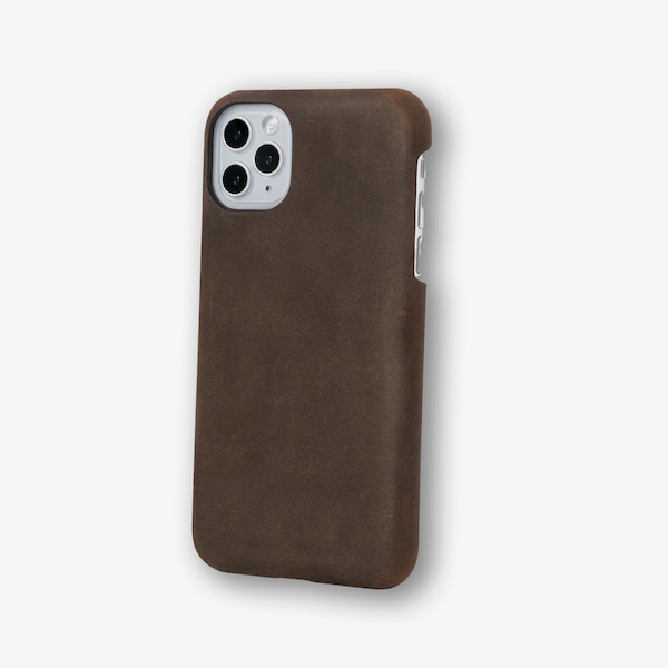 Leather Handmade iPhone 11 12 13 Pro Max Case/ Brown Full Grain Leather Phone Cover/ Gift for Him Her Anniversary Birthday/ Dean