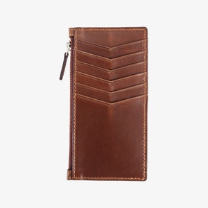 Pegai Leather Card Case Wallet, Slim and Small Wallets With Zipper for Women, Gifts for Her Isabel Taba Brown image 6