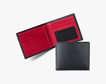 PERSONALIZED Leather Men's Wallet/ Bifold Wallet/ Red Classic Men's Wallet/ Gift for Him/ Custom Engraved Wallets for Men/ Red Edward