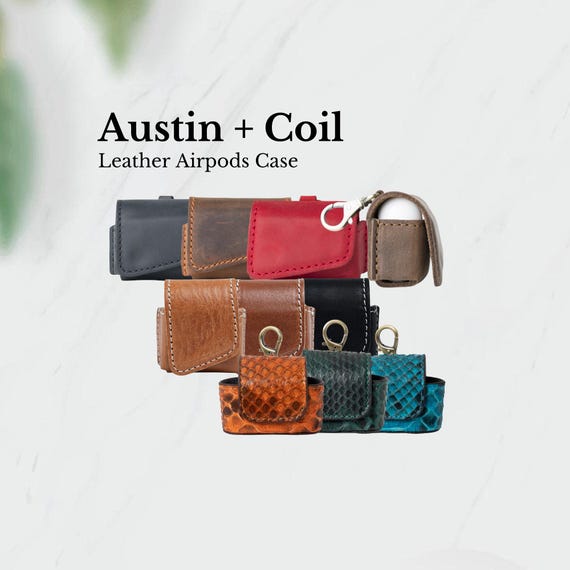 Leather AirPods Case Gen 3 & Pro | Full Grain Handmade Case with Keychain | Minimalist Tech Gift for Him, Boyfriend, or Mom | AUSTIN