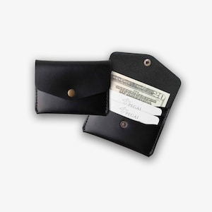 PERSONALIZED Leather Card Holder for women/ Women's Credit Card Wallet/ Slim Full Grain Leather Card Case/Black Leather Card Case/SEL