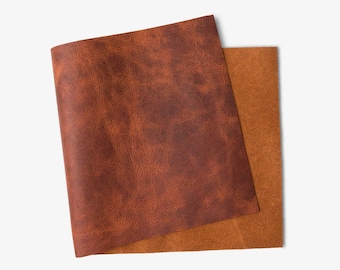 A Grade Crazy Horse Leather Panel and Full Side for Leather Hobbyist, Craftsman or Workshop - Bull Hide, Full Skin | Frisco |Rust Brown