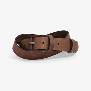 PERSONALIZED Mens Leather Belt, Brown Full Grain Leather Classic Belt, Personalized Gift For Him, Monogram Initials | Boone Mocha Brown
