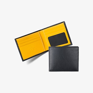 PERSONALIZED Leather Men's Wallet, Bifold Wallet, Minimalist Men's Wallet, Gift for Him, Custom Engraved Wallets for Men | Edward Yellow