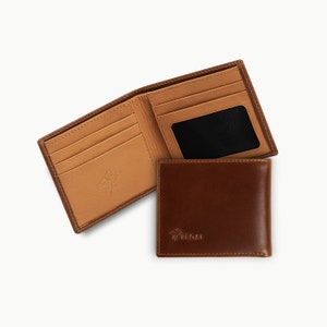 Pegai Monogrammed Leather Wallet with RFID Blocking, Personalized Gift for Him, Personalized Wallet as Groomsmen Gifts | Edward Taba Brown