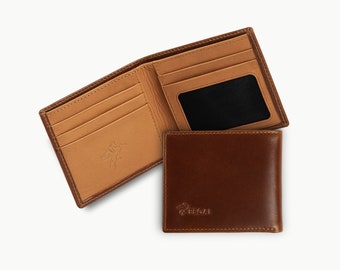 Pegai Monogrammed Leather Wallet with RFID Blocking, Personalized Gift for Him, Personalized Wallet as Groomsmen Gifts | Edward Taba Brown