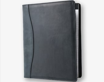 PERSONALIZED Leather Padfolio Monogrammed Leather Portfolio Cover Custom Corporate Gift Monogram Initials For Him  | Marshall Charcoal