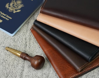 PERSONALIZED Leather Passport Cover Gift for Men/Men's Brown Red and Black Full Grain Horse Leather Passport Holder/Gift for Dad/PIKE