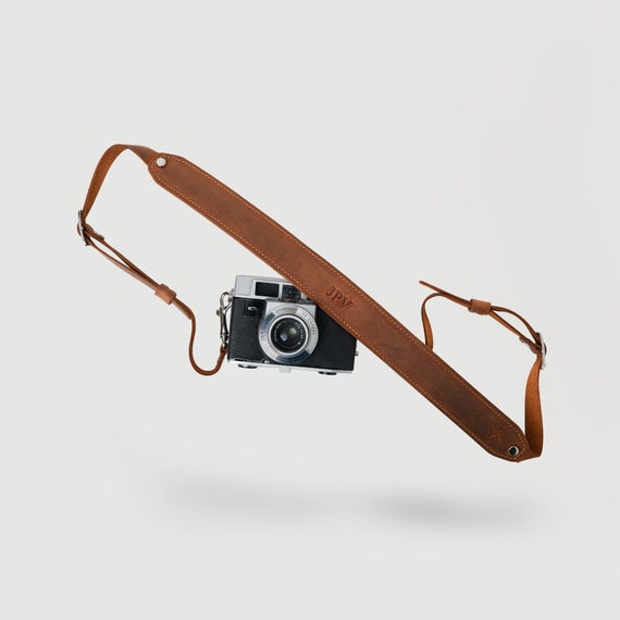 Distressed Leather Camera Strap, Personalized Custom Rustic Leather Pro  DSLR Camera Holder, Brown Heavy Duty Camera Strap Steve Mahogany 