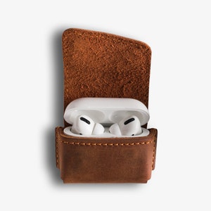 Leather Airpods Case Brown Gen 2 Gen 3 Pro/ Airpod Holder with Keychain for Apple Gift for Him/ Anniversary Gift/ Gifts for Men/ Austin