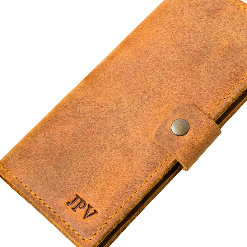 PERSONALIZED Leather Brown Checkbook Cover/ Leather Check Cover /Monogrammed Gift For Him or Her/ Monogram Initials /Clark-Cinnamon Brown image 6